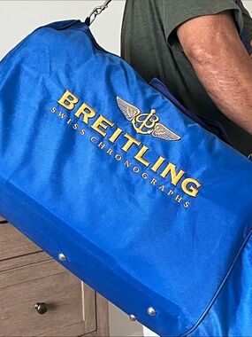 Breitling Duffle Bag Blue Emergency with Red & Yellow Accents With Strap